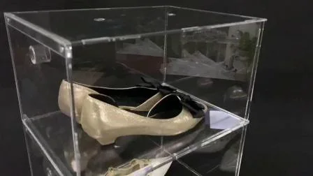 뚜껑이 있는 도매 투명 자석 쌓을 수 있는 이동식 아크릴 나이키 신발 디스플레이 상자